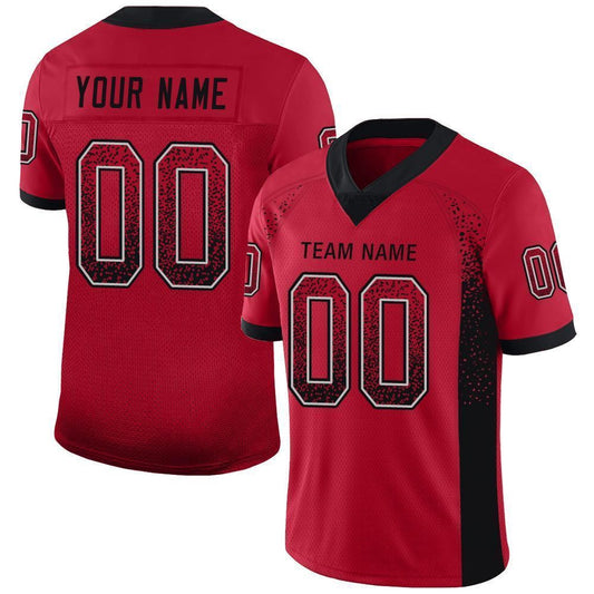 Custom Red Black Gray Mesh Drift Fashion Football Jersey, Team Jerseys Football, Custom Football Jersey