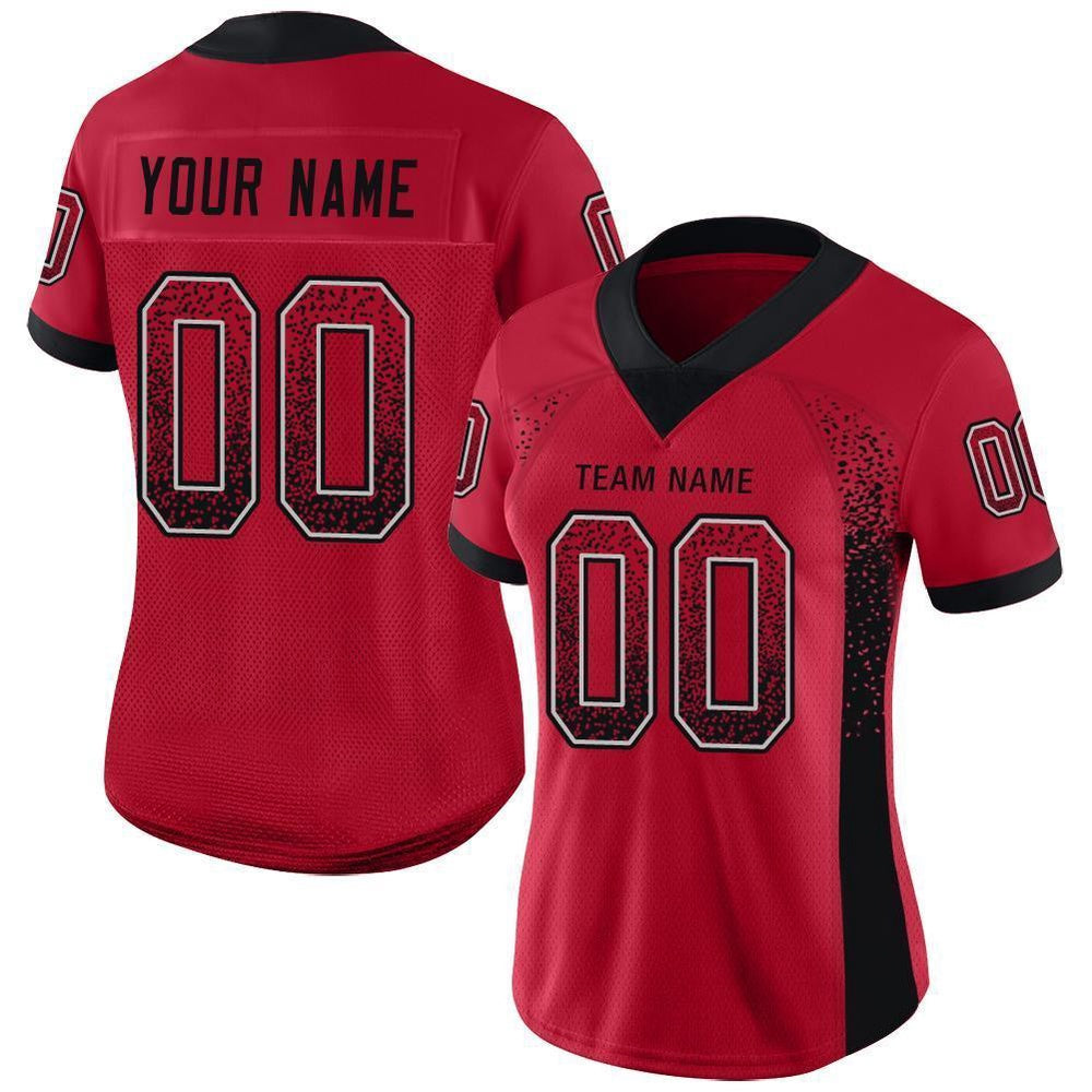 Custom Red Black Gray Mesh Drift Fashion Football Jersey, Team Jerseys Football, Custom Football Jersey