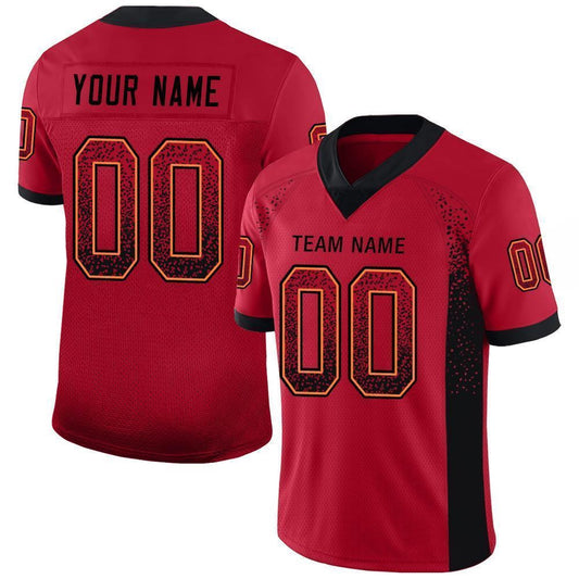 Custom Red Black Orange Mesh Drift Fashion Football Jersey, Team Jerseys Football, Custom Football Jersey