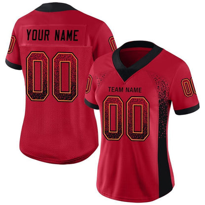 Custom Red Black Orange Mesh Drift Fashion Football Jersey, Team Jerseys Football, Custom Football Jersey