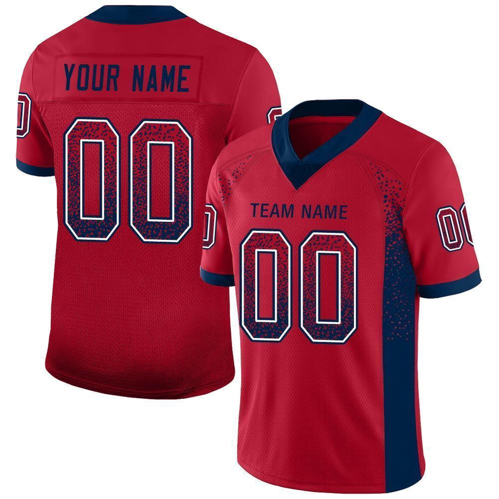 Custom Red Navy White Mesh Drift Fashion Football Jersey, Team Jerseys Football, Custom Football Jersey