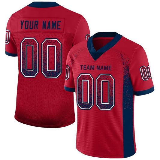 Custom Red Navy White Mesh Drift Fashion Football Jersey, Team Jerseys Football, Custom Football Jersey