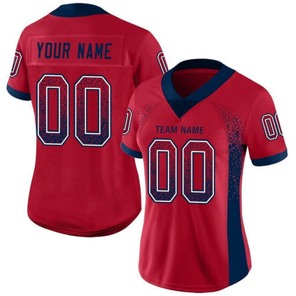 Custom Red Navy White Mesh Drift Fashion Football Jersey, Team Jerseys Football, Custom Football Jersey