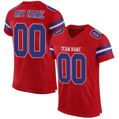 Custom Red Royal White Mesh Authentic Football Jersey, Team Jerseys Football, Custom Football Jersey