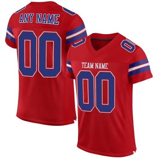 Custom Red Royal White Mesh Authentic Football Jersey, Team Jerseys Football, Custom Football Jersey
