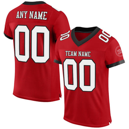 Custom Red White Black Mesh Authentic Football Jersey, Team Jerseys Football, Custom Football Jersey