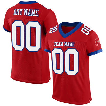Custom Red White Royal Mesh Authentic Football Jersey, Team Jerseys Football, Custom Football Jersey