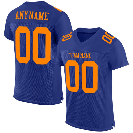 Custom Royal Bay Orange Mesh Authentic Football Jersey, Team Jerseys Football, Custom Football Jersey