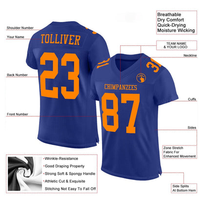 Custom Royal Bay Orange Mesh Authentic Football Jersey, Team Jerseys Football, Custom Football Jersey