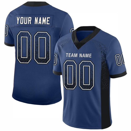 Custom Royal Black White Mesh Drift Fashion Football Jersey, Team Jerseys Football, Custom Football Jersey