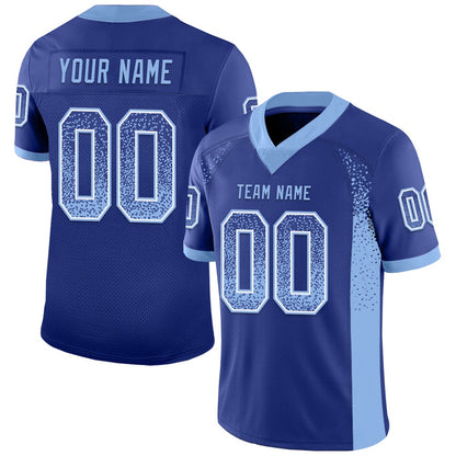 Custom Royal Light Blue White Mesh Drift Fashion Football Jersey, Team Jerseys Football, Custom Football Jersey