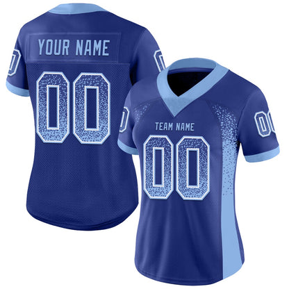 Custom Royal Light Blue White Mesh Drift Fashion Football Jersey, Team Jerseys Football, Custom Football Jersey