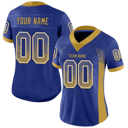 Custom Royal Old Gold White Mesh Drift Fashion Football Jersey, Team Jerseys Football, Custom Football Jersey