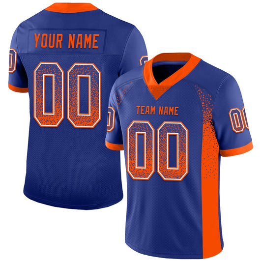 Custom Royal Orange White Mesh Drift Fashion Football Jersey, Team Jerseys Football, Custom Football Jersey