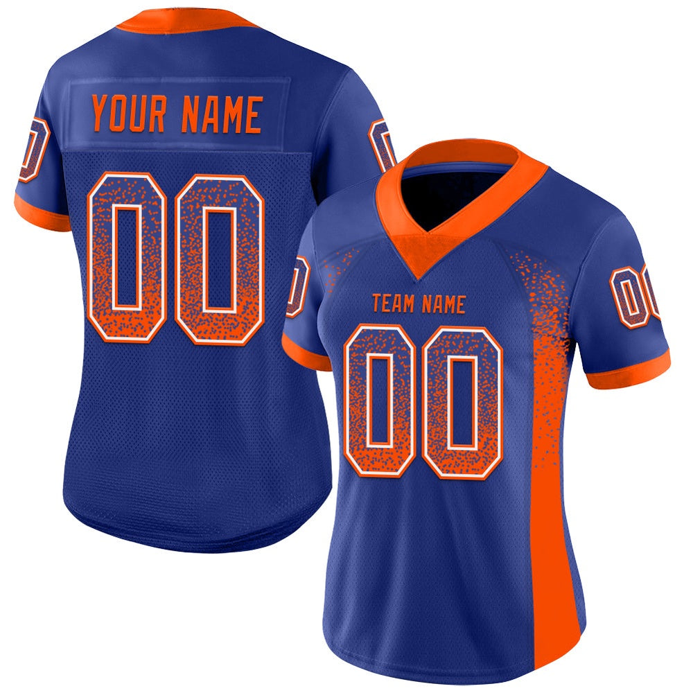 Custom Royal Orange White Mesh Drift Fashion Football Jersey, Team Jerseys Football, Custom Football Jersey