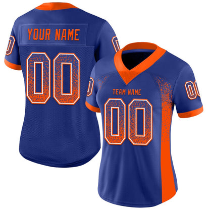 Custom Royal Orange White Mesh Drift Fashion Football Jersey, Team Jerseys Football, Custom Football Jersey