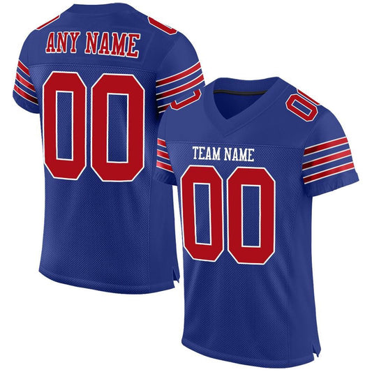 Custom Royal Red White Mesh Authentic Football Jersey, Team Jerseys Football, Custom Football Jersey