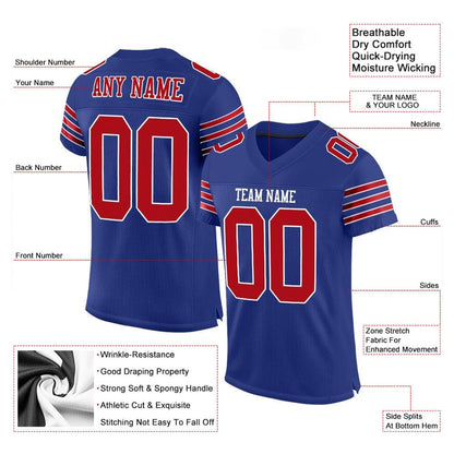 Custom Royal Red White Mesh Authentic Football Jersey, Team Jerseys Football, Custom Football Jersey