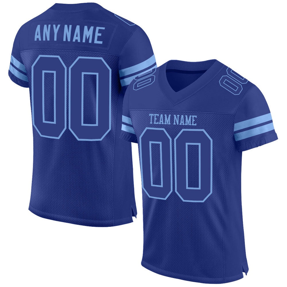 Custom Royal Royal Light Blue Mesh Authentic Football Jersey, Team Jerseys Football, Custom Football Jersey