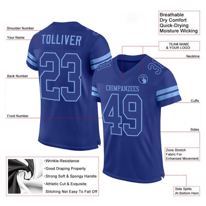 Custom Royal Royal Light Blue Mesh Authentic Football Jersey, Team Jerseys Football, Custom Football Jersey