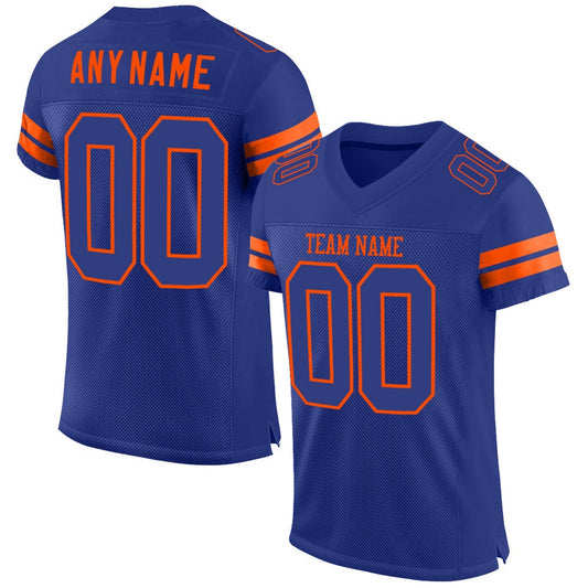 Custom Royal Royal Orange Mesh Authentic Football Jersey, Team Jerseys Football, Custom Football Jersey
