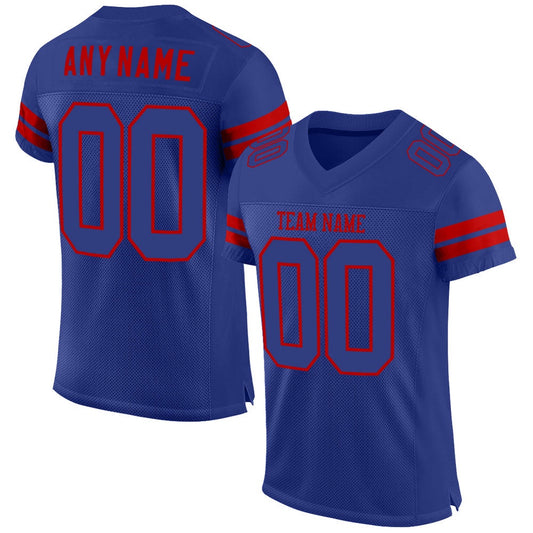 Custom Royal Royal Red Mesh Authentic Football Jersey, Team Jerseys Football, Custom Football Jersey