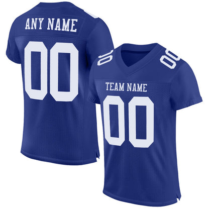 Custom Royal White Mesh Authentic Football Jersey, Team Jerseys Football, Custom Football Jersey