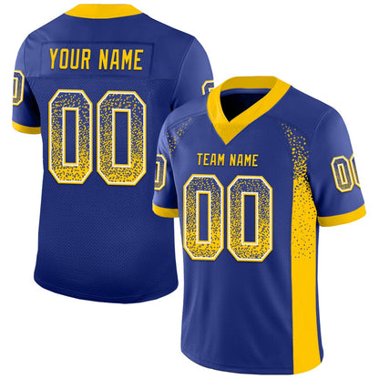 Custom Royal Yellow White Mesh Drift Fashion Football Jersey, Team Jerseys Football, Custom Football Jersey