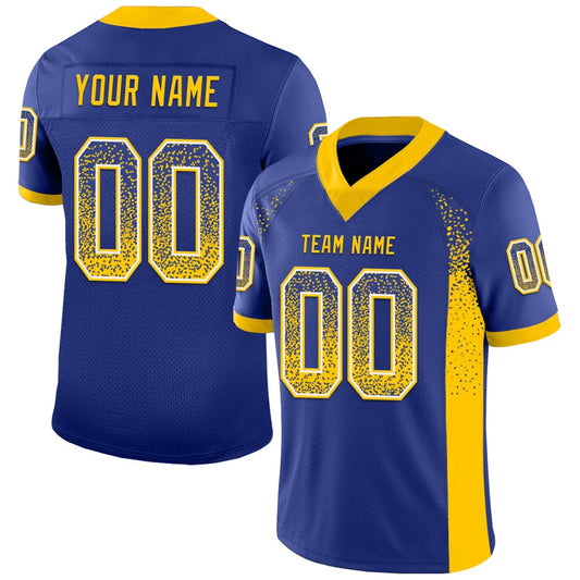 Custom Royal Yellow White Mesh Drift Fashion Football Jersey, Team Jerseys Football, Custom Football Jersey