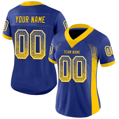 Custom Royal Yellow White Mesh Drift Fashion Football Jersey, Team Jerseys Football, Custom Football Jersey