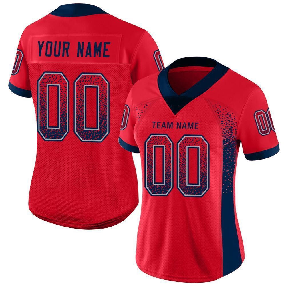 Custom Scarlet Navy Gray Mesh Drift Fashion Football Jersey, Team Jerseys Football, Custom Football Jersey