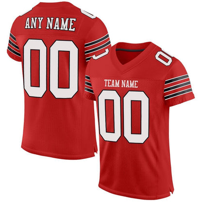 Custom Scarlet White Black Mesh Authentic Football Jersey, Team Jerseys Football, Custom Football Jersey