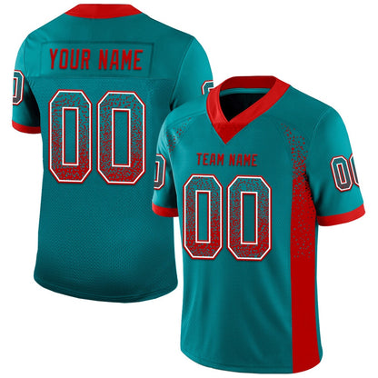 Custom Teal Red White Mesh Drift Fashion Football Jersey, Team Jerseys Football, Custom Football Jersey