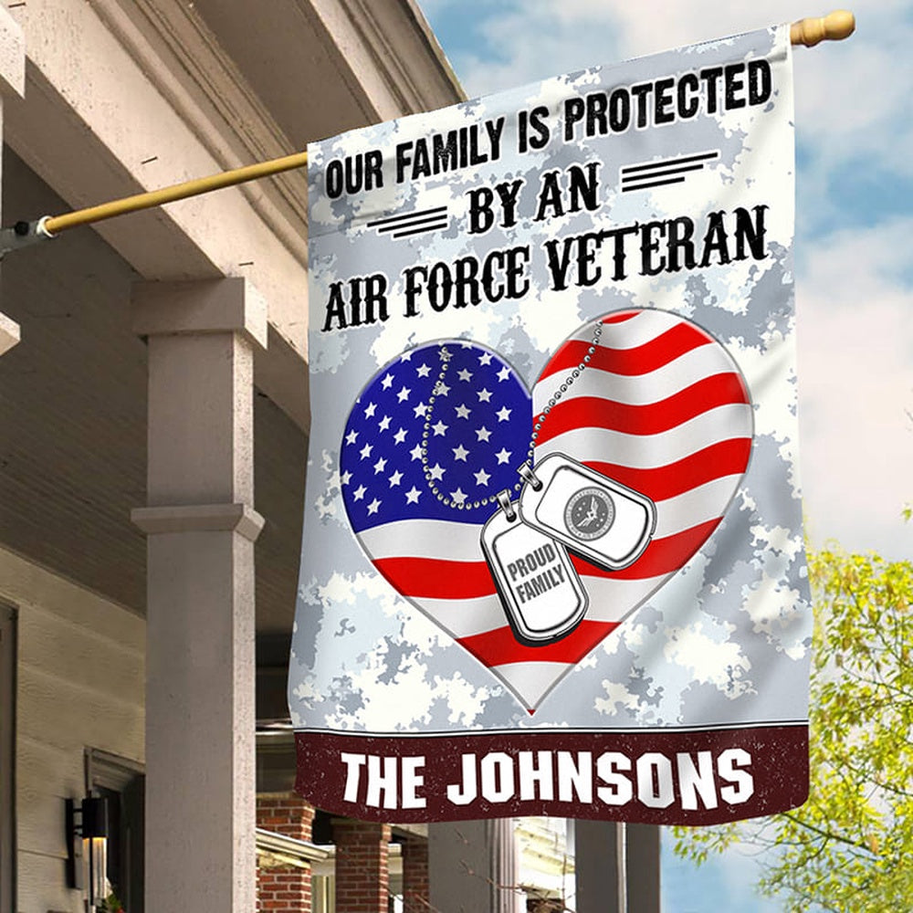 Custom US Air Force Flag, Our Family Is Protected Air Force Flag, Military Air Force Flag, Veteran Day Gift