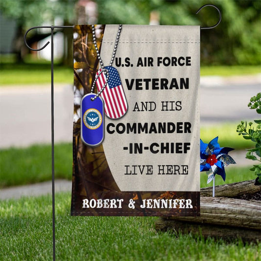 Custom US Air Force Flag, Veteran Lives Here Air Force Flag, Military Air Force Flag, Veteran Day Gift
