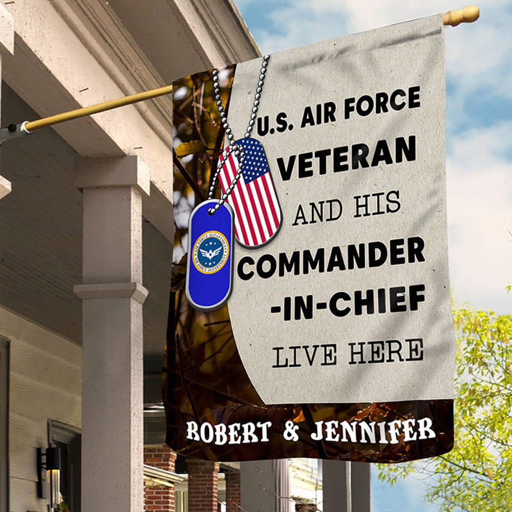 Custom US Air Force Flag, Veteran Lives Here Air Force Flag, Military Air Force Flag, Veteran Day Gift