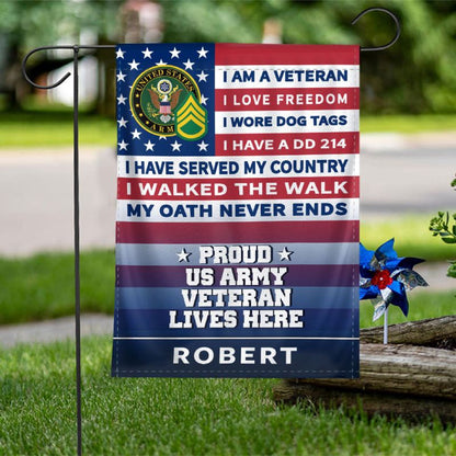 Custom US Army Flag, Flag For A Veteran With Insignia I Love Freedom, US Army Veteran Flag, Army Retired Flag