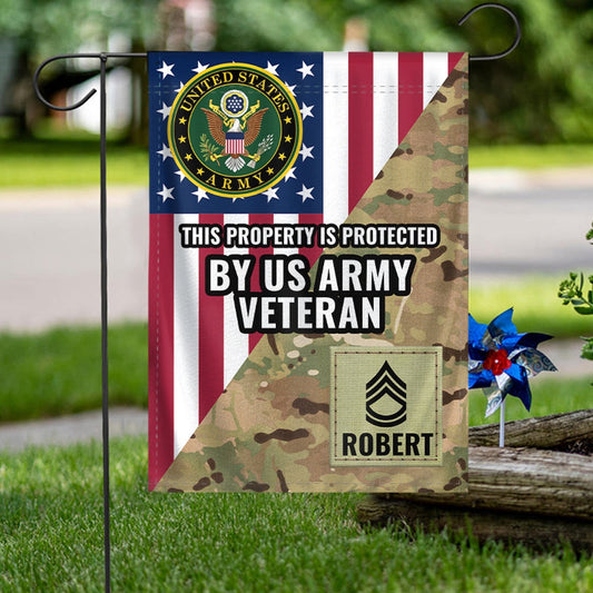 Custom US Army Flag, Flag For Veteran This Property Is Protected, US Army Veteran Flag, Army Retired Flag