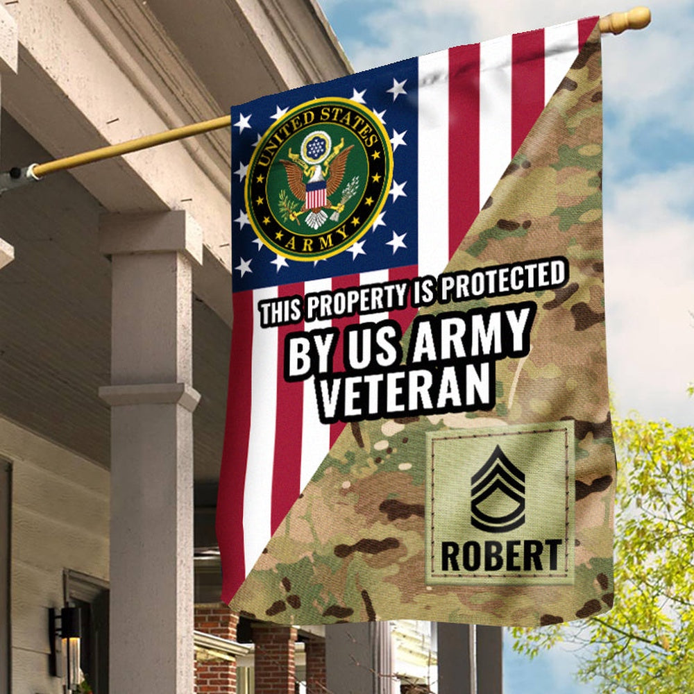 Custom US Army Flag, Flag For Veteran This Property Is Protected, US Army Veteran Flag, Army Retired Flag