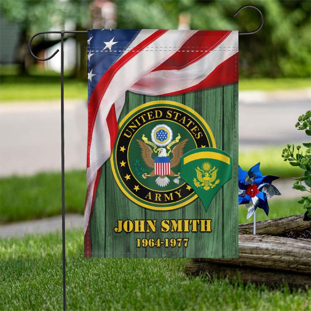 Custom US Army Flag, Flag With Insignia Proud Of Veterans, US Army Veteran Flag, Army Retired Flag