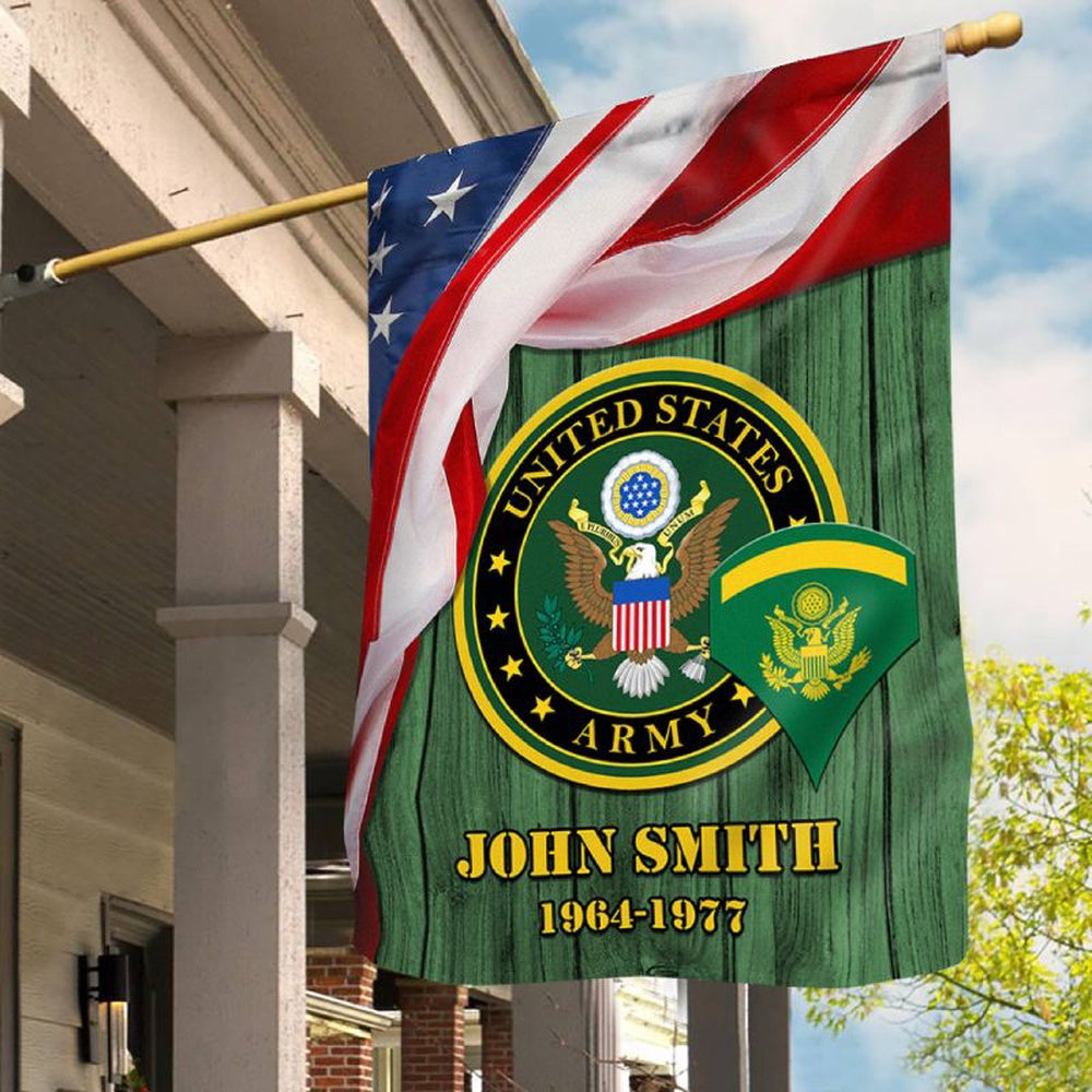 Custom US Army Flag, Flag With Insignia Proud Of Veterans, US Army Veteran Flag, Army Retired Flag