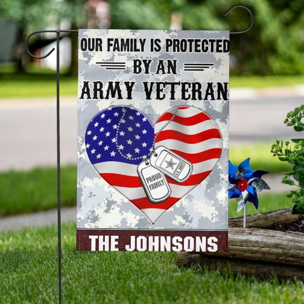 Custom US Army Flag, Our Family Is Protected Army Flag, US Army Veteran Flag, Army Retired Flag