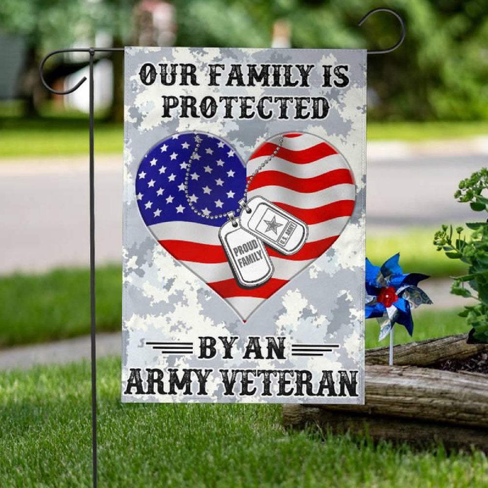Custom US Army Flag, Our Family Is Protected Army Flag, US Army Veteran Flag, Army Retired Flag