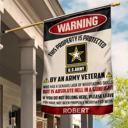 Custom US Army Flag, This Property Is Protected Army Flag, US Army Veteran Flag, Army Retired Flag