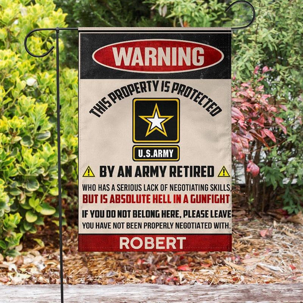 Custom US Army Flag, This Property Is Protected Army Flag, US Army Veteran Flag, Army Retired Flag
