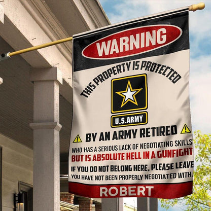 Custom US Army Flag, This Property Is Protected Army Flag, US Army Veteran Flag, Army Retired Flag