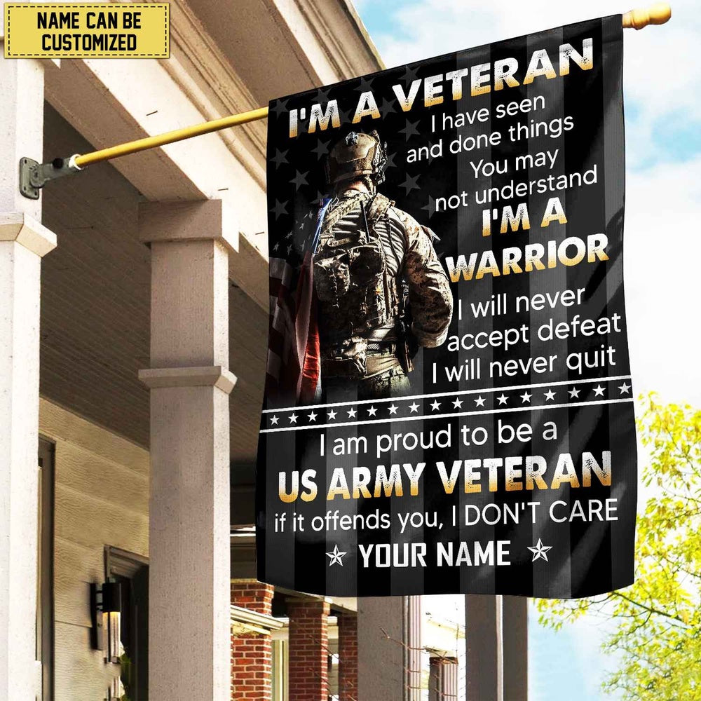 Custom US Army Flag, Us Army Veteran Name American Flag Garden Flag, US Army Veteran Flag, Army Retired Flag
