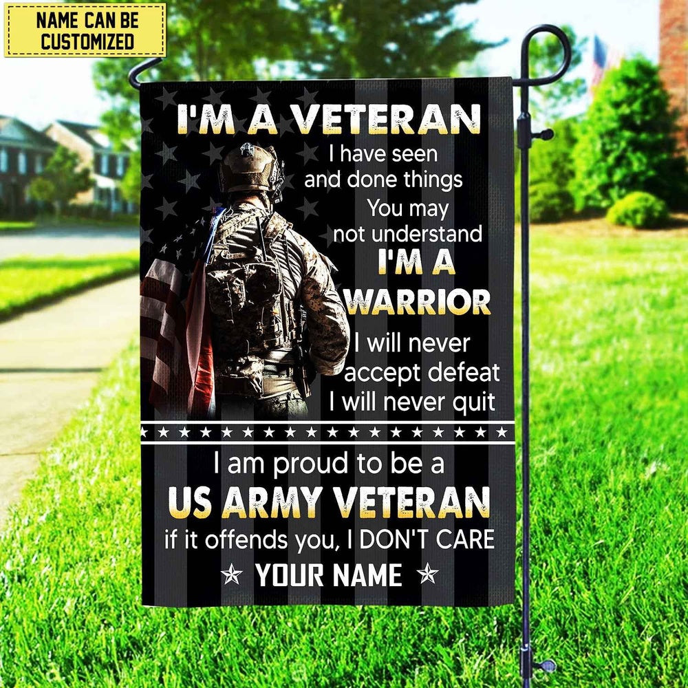 Custom US Army Flag, Us Army Veteran Name American Flag Garden Flag, US Army Veteran Flag, Army Retired Flag