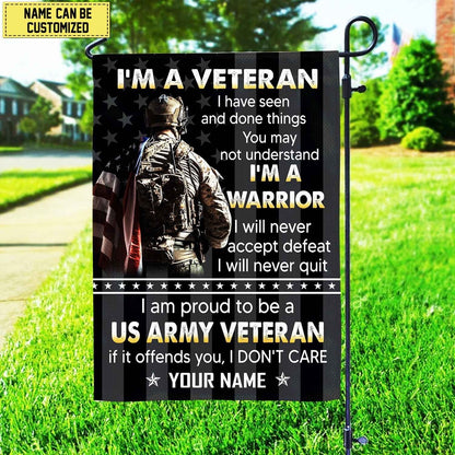Custom US Army Flag, Us Army Veteran Name American Flag Garden Flag, US Army Veteran Flag, Army Retired Flag