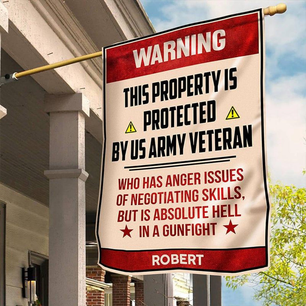 Warning Army Custom US Army Flag, Warning Army Flag, US Army Veteran Flag, Army Ret ...